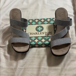 CHARLESTON SHOE CO. Silver Strappy Sandals